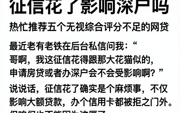 征信花了影响深户吗,热忱推荐五个无视综合评分不足的网贷