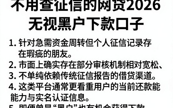 不用查征信的网贷2026，归纳5个无视黑户下款口子