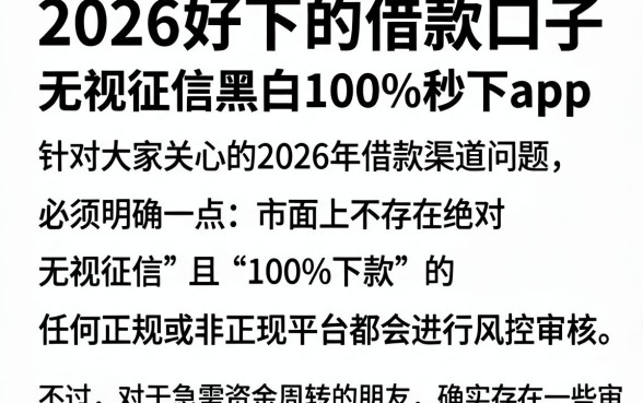 2026好下的借款口子,概括五个无视征信黑白100%秒下app