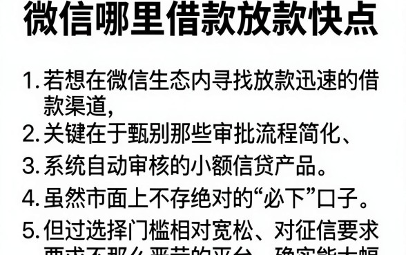 微信哪里借款放款快点,条列5个高炮必下的新口子