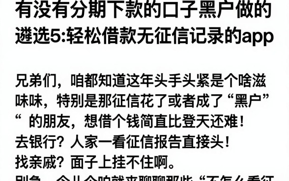 有没有分期下款的口子黑户做的,遴选5个轻松借款无征信记录的app