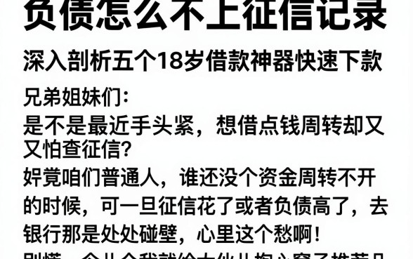 负债怎么不上征信记录,深入剖析五个18岁借款神器快速下款app