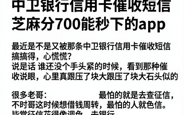 中卫银行信用卡催收短信,枚举五个芝麻分700能秒下的app