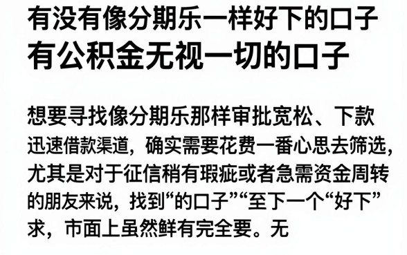有没有像分期乐一样好下的口子,枚举5个有公积金无视一切的口子