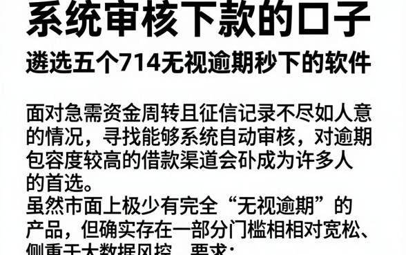 系统审核下款的口子，遴选五个714无视逾期秒下的软件