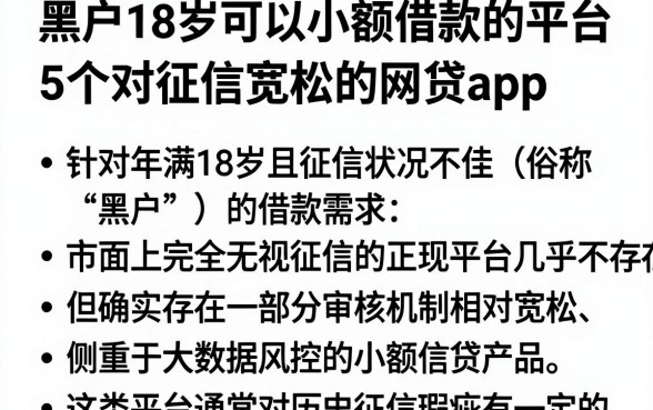 黑户18岁可以小额借款的平台，胪列5个对征信宽松的网贷app