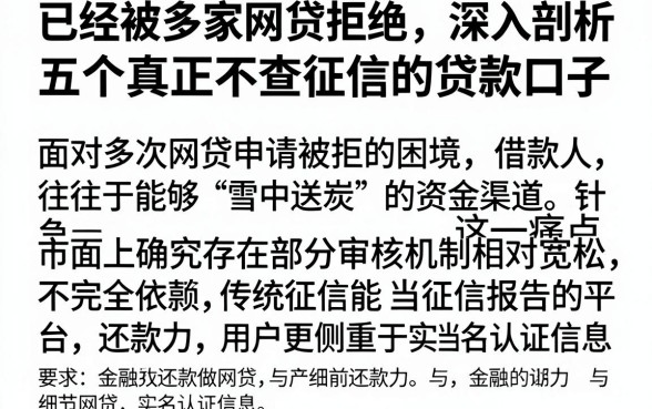 已经被多家网贷拒绝,深入剖析五个真正不查征信的贷款口子