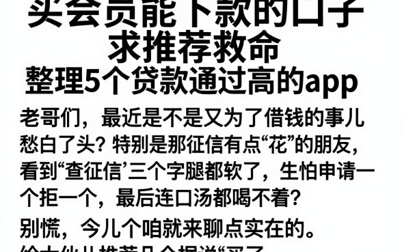 买会员能下款的口子求推荐救命,整理5个贷款通过高的app