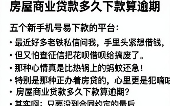 房屋商业贷款多久下款算逾期，概览五个新手机号容易下款的平台