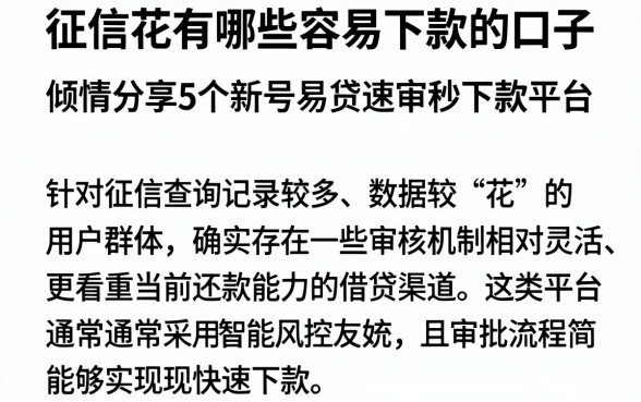 征信花有哪些容易下款的口子，倾情分享5个新号易贷速审秒下款平台