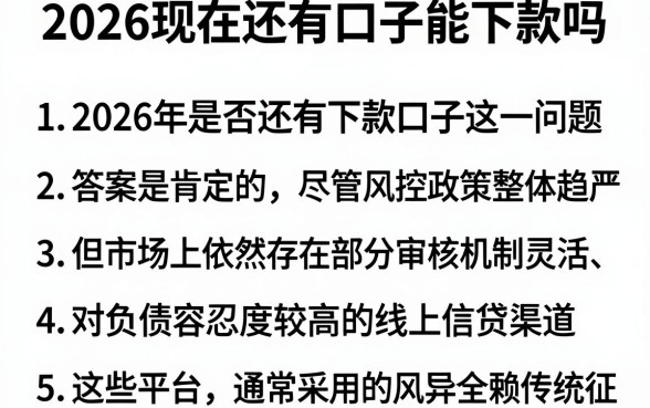 2026现在还有口子能下款吗,条列五个不看负债的长期网贷平台