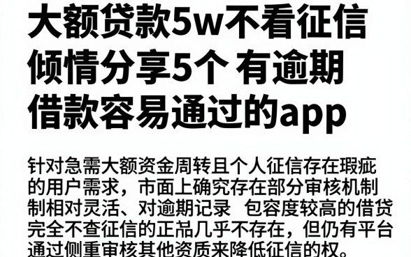 大额贷款5w不看征信,倾情分享5个有逾期借款容易通过的app