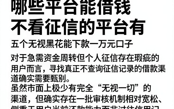 哪些平台能借钱不看征信的平台有,概览五个无视黑花能下款一万元口子