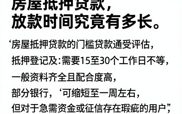 房屋抵押贷款放款时间究竟有多长，详细阐述五个黑户0门槛贷款软件