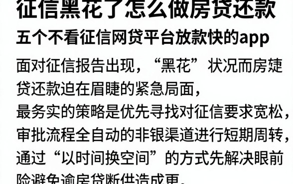 征信黑花了怎么做房贷还款,揭秘五个不看征信网贷平台放款快的app