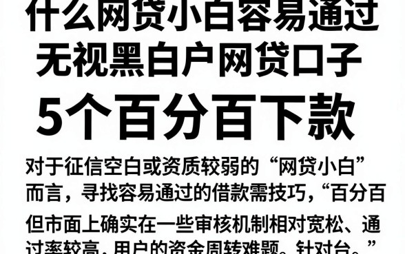 什么网贷小白容易通过,细致阐述5个百分百下款无视黑白户网贷口子