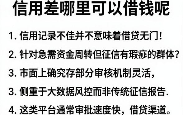 信用差哪里可以借钱呢,整合5个不看征信逾期秒下款的贷款