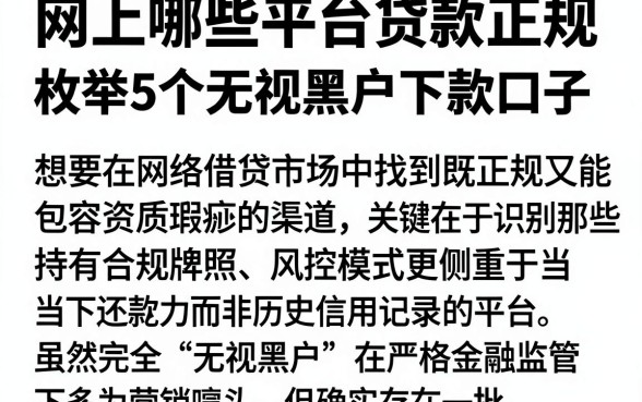 网上哪些平台贷款正规,枚举5个无视黑户下款口子