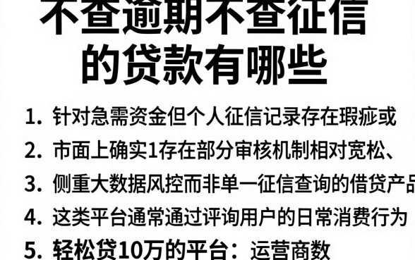 不查逾期不查征信的贷款有哪些,胪列5个轻松贷10万的平台