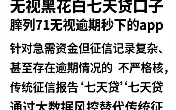 无视黑花白七天贷口子,胪列五个714无视逾期秒下的app