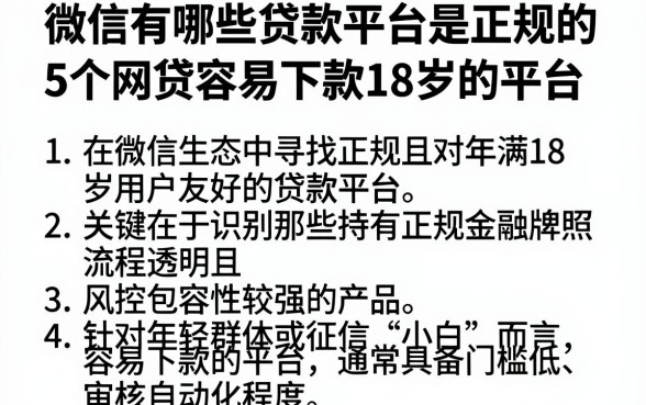 微信有哪些贷款平台是正规的,胪列5个网贷容易下款18岁的平台