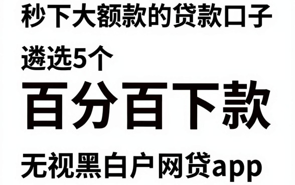 秒下大额款的贷款口子,遴选5个百分百下款无视黑白户网贷app