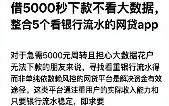 借5000秒下款不看大数据,整合5个看银行流水的网贷app