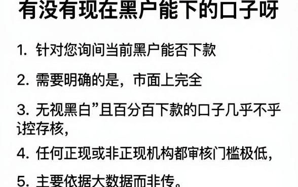 有没有现在黑户能下的口子呀，罗列五个无视黑白好下款的口子