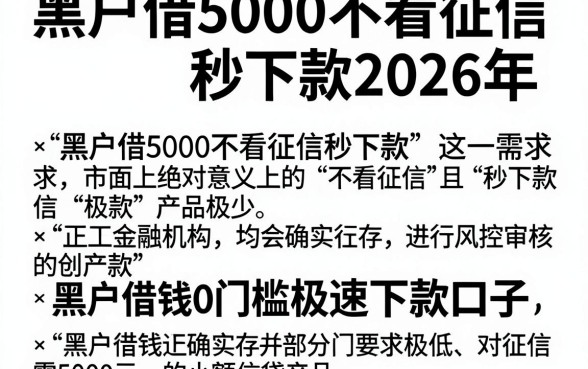 黑户借5000不看征信秒下款2026年,详尽说明五个黑户借钱0门槛极速下款口子