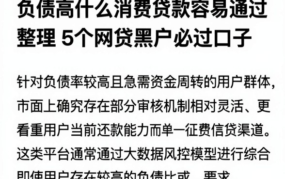 负债高什么消费贷款容易通过,整理5个网贷黑户必过口子