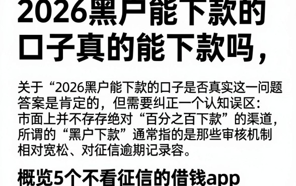 2026黑户能下款的口子真的能下款吗,概览5个不看征信的借钱app