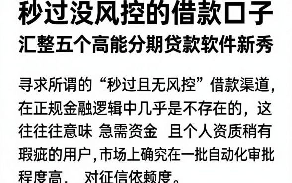 秒过没风控的借款口子,汇整五个高能分期贷款软件新秀