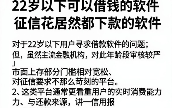 22岁以下可以借钱的软件,枚举五个征信花居然都下款的软件