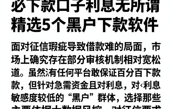 必下款口子利息无所谓,精选5个黑户下款软件