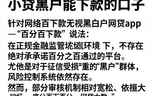 小贷黑户能下款的口子,详细阐述五个百分百下款无视黑白户网贷app