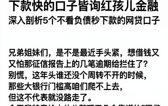 下款快的口子皆询红孩儿金融,深入剖析5个不看负债秒下款的网贷口子