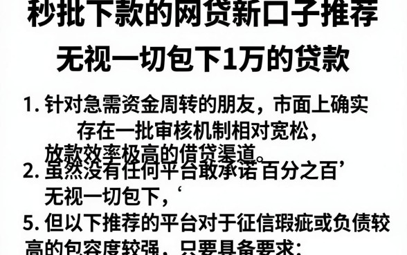 秒批下款的网贷新口子推荐,归纳5个无视一切包下1万的贷款