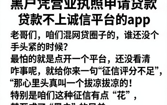 黑户凭营业执照申请贷款，详细阐述五个贷款不上诚信平台的app