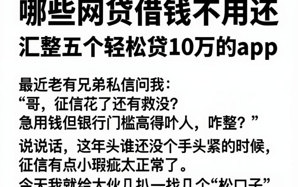 哪些网贷借钱不用还,汇整五个轻松贷10万的app