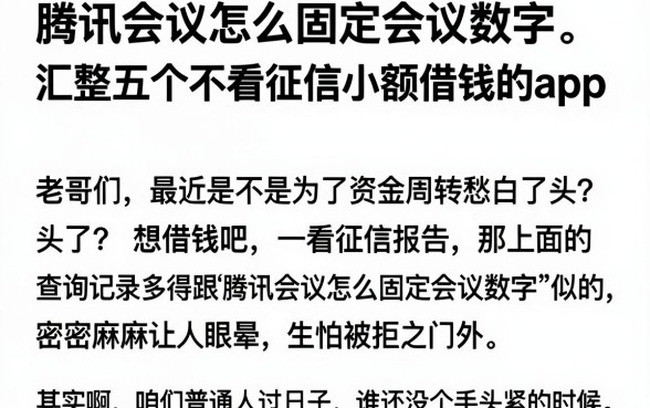 腾讯会议怎么固定会议数字，汇整五个不看征信小额借钱的app