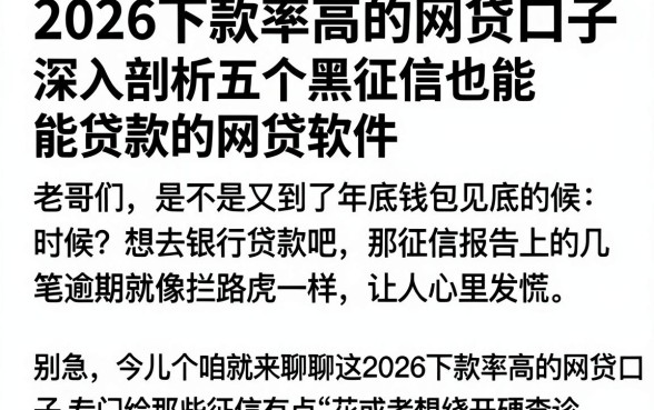 2026下款率高的网贷口子,深入剖析五个黑征信也能贷款的网贷软件