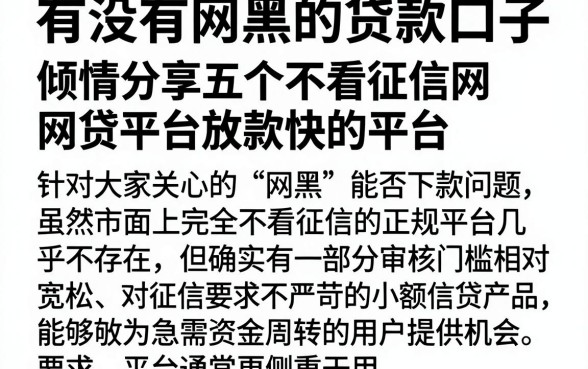 有没有网黑的贷款口子，倾情分享五个不看征信网贷平台放款快的平台