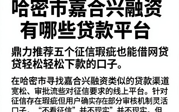 哈密市嘉合兴融资有哪些贷款平台,鼎力推荐五个征信瑕疵也能借网贷轻松下款的口子