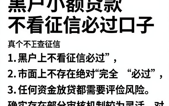 黑户小额贷款不看征信必过的,详尽说明五个真正不查征信的贷款口子