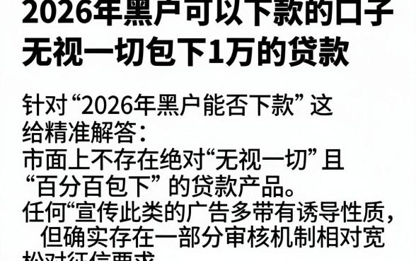 2026年黑户可以下款的口子,枚举5个无视一切包下1万的贷款