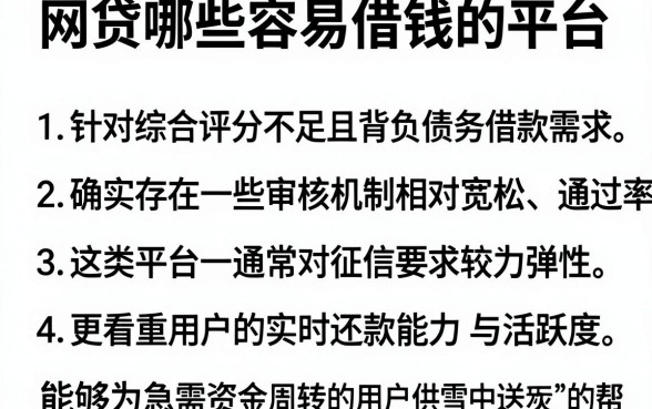网贷哪些容易借钱的平台，梳理五个综合评分不足有负债都能下款口子