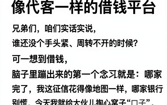 像代客一样的借钱平台,陈列五个征信不好负债高的平台