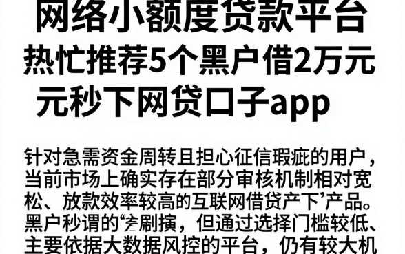网络小额度贷款平台，热忱推荐5个黑户借2万元秒下网贷口子app