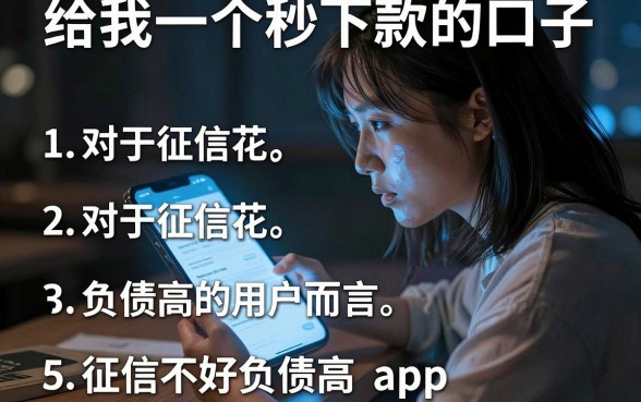 给我一个秒下款的口子，归纳5个征信不好负债高的app