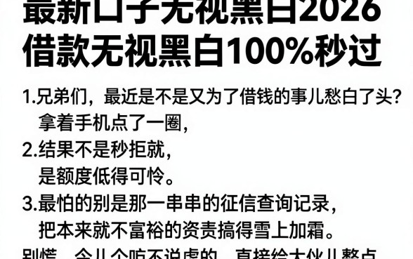 最新口子无视黑白2026,罗列五个借款无视黑白100%秒过